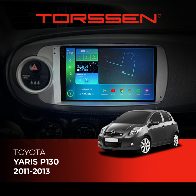 Штатна магнітола Torssen 2K Toyota Yaris (P130) (2011-2013) F9332 4G Carplay DSP